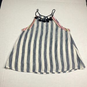 THML Womens Embroidered Shirt Striped Sleeveless Casual Relaxed Fit Top Small